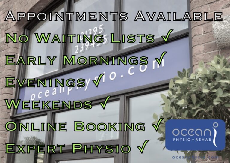 Pricing Structure Ocean Physio Professional Physio therapists Woodbury and Exeter and Devon